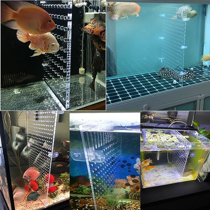 Aquarium Fish Tank Divider Acrylic Isolation Grid Board with Suction Cups Included Clear Fish Separator Transparent Plate Baffle Cover Blocking Fish Partition Net 30x40cm/11.81x15.74in