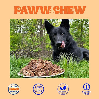 Paww Chew Beef Lung Dog Treats - 100% Natural, Single Ingredient, (2.5 Pound) Made in the USA, Dried & Dehydrated, High Protein High Value Dog Training Treats, Grain Free, Low-Odor Free for All Breeds