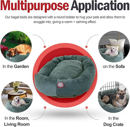 Majestic Pet Villa 40 Inch Shredded Memory Foam Dog Bed for Large Sized Dog 40x29x9 Inch–Orthopedic Pet Bed with Removable Washable Cover-Washable Large Puppy Mat with Head Support-Azure