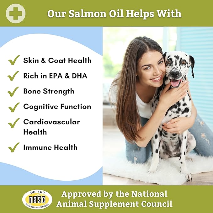 Wholistic Pet Organics Wild Alaskan Salmon Oil for Dogs and Cats - Omega 3 Fish Oil for Dogs & Cats - Cat & Dog Skin and Coat Supplement for Heart, Joints - DHA, EPA Omega 3 Liquid Food Topper - 8 oz