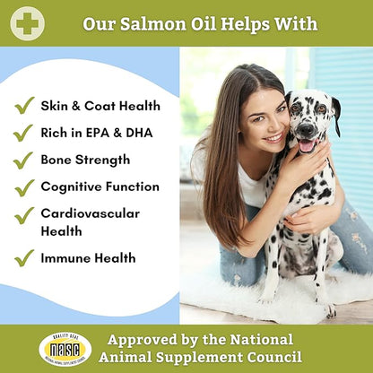 Wholistic Pet Organics Wild Alaskan Salmon Oil for Dogs and Cats - Omega 3 Fish Oil for Dogs & Cats - Cat & Dog Skin and Coat Supplement for Heart, Joints - DHA, EPA Omega 3 Liquid Food Topper - 16 oz