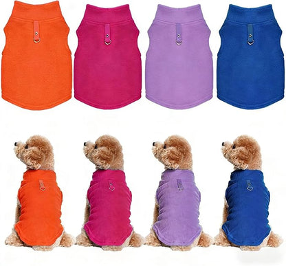 Rbenxia 4 Piece of Rose Red Dog Sweater with Leash Ring Soft Fleece Vest Dog Pullover Warm Jacket Pet Dogs Clothes Winter Dogs Outfits for Small Puppy Cat Pets (Rose Red+Orange+Blue+Purple, Medium)