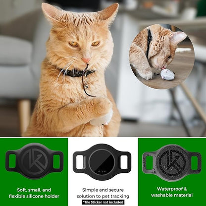 Tile Sticker Holder Cat Tracking Collar (2024) - Breakaway, Reflective Kitten Collar with Bell and Holding Case for Tile by Life360 (Red)