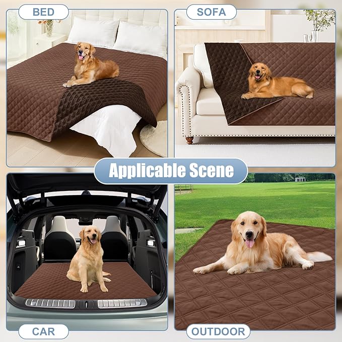 Smiry Waterproof Couch Covers for Dogs Washable, Reversible Pet Couch Covers for 3 Cushion Sofa Pet Friendly, Soft Sofa Furniture Protector for Dogs Cat Kids, Checkered (40"x95", Brown/Chocolate)