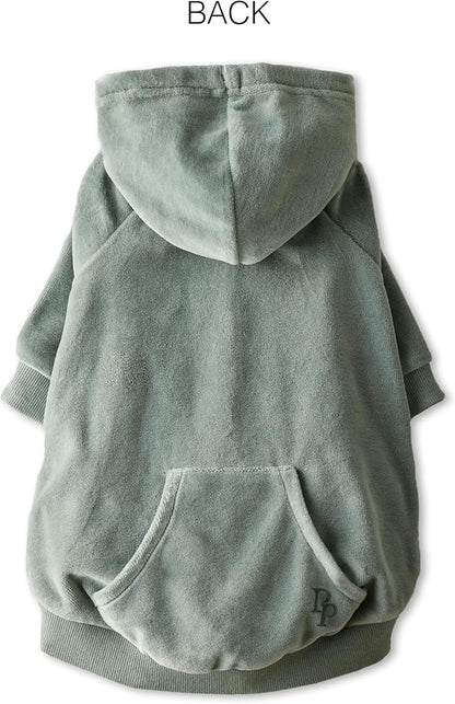 Pet Passion Cooper II Organic Cotton Velour Dog Hoodie Pet Coat for Small, Medium and Large Dogs, Sage, X-Large (55-80 lbs)