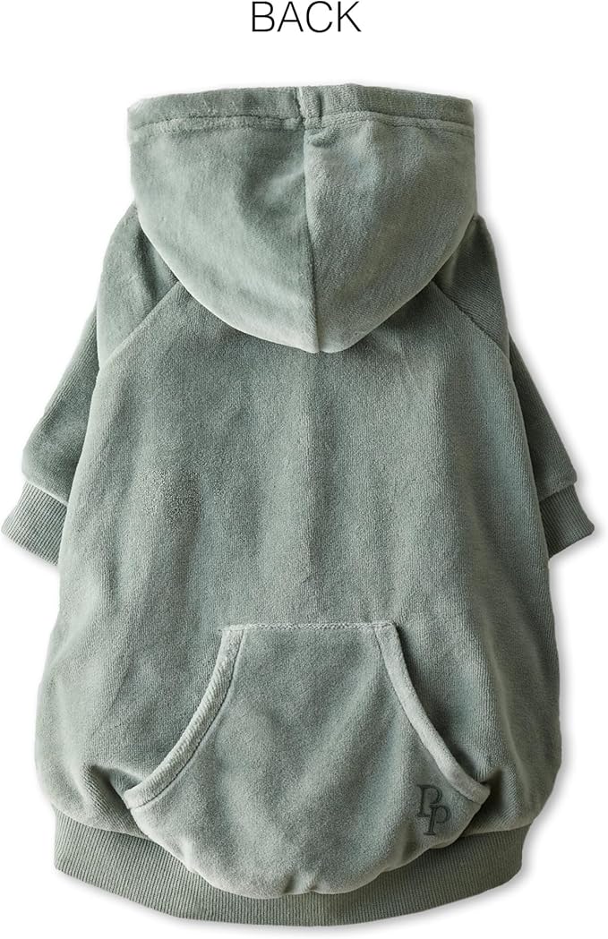 Pet Passion Cooper II Organic Cotton Velour Dog Hoodie Pet Coat for Small, Medium and Large Dogs, Sage, X-Small (5-12 lbs)