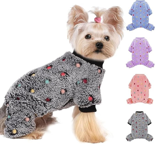 YIKEYO Dog Pajamas for Small Dogs Boy and Girl,Cotton Small Dog Sweater, Stretchable Pet Jammies Puppy Outfits for Dogs Female Male, Winter Doggie Pjs Clothes(Grey, XS)
