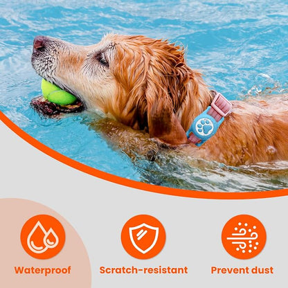 IP68 Waterproof for AirTag Dog Collar Holder, Silicone Dog Air tag Holder for Apple AirTag (Blue&Purple)
