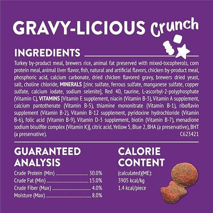 Purina Friskies Cat Treats, Party Mix Gravy-licious Crunch Turkey and Gravy Flavors - (Pack of 6) 6 oz. Pouches