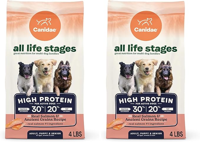 CANIDAE All Life Stages High Protein Dry Dog Food, Salmon & Ancient Grains Recipe, 4 lbs. (Pack of 2)