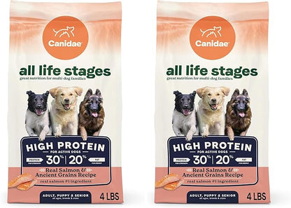 CANIDAE All Life Stages High Protein Dry Dog Food, Salmon & Ancient Grains Recipe, 4 lbs. (Pack of 2)