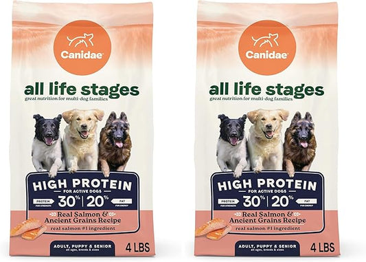 CANIDAE All Life Stages High Protein Dry Dog Food, Salmon & Ancient Grains Recipe, 4 lbs. (Pack of 2)