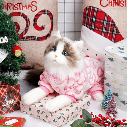 Dog Sweaters for Small Dogs Girl Dog Clothes Fleece Small Dog Pajamas Female Warm Dog Pjs Soft Dog Onesie Heart Chihuahua Clothes Pink Pet Puppy Pajamas, XXS