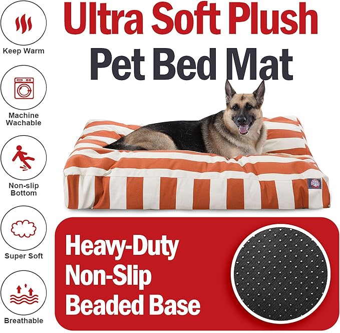 Majestic Pet Rectangle Large Dog Bed Washable – Non Slip Comfy Pet Bed – Dog crate Bed with Removable Washable Cover – Dog Kennel Bed for Sleeping - Dog Bed X-Large Breed 50x42x5 Inch – Burnt Orange