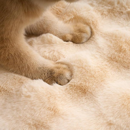 SHENGOCASE 2-Pack Round Faux Rabbit Fur Pet Bed Cushion Pad, 23.6 Inch, Cat Tree Tower Replacement Mat for Cat Dog House Cage Crate Kennel (Beige)