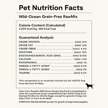 Open Farm, RawMix Grain-Free Dry Dog Food, Protein-Packed Kibble Coated in Bone Broth with Freeze Dried Raw Chunks, Salmon Whitefish & Rockfish,Wild Ocean Recipe, 3.5lb Bag
