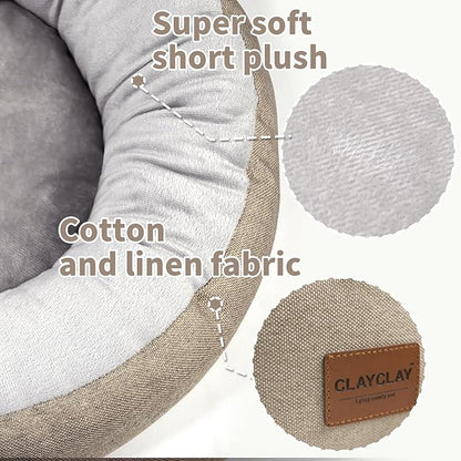 CLAYCLAY Cozy Round Cat Bed – Soft, Comfortable Cushion for Cats & Kittens – Non-Slip, Machine Washable, Plush Sleep Bed for Cats, Ideal for Resting & Napping up to 20lbs