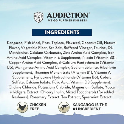 Addiction Wild Kangaroo Feast Dry Cat Food – Limited Ingredients, Novel Protein for Cats with Sensitive Skin & Stomach – Chicken Free & Grain-Free - Made in New Zealand 4lb