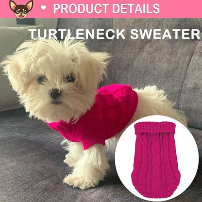 2 Pack Dog Sweaters for Small Dogs, Chihuahua Yorkie Sweater, Dog Clothes for Small Dogs, Winter Warm Pullover Clothing, Pet Cat Cold Weather Puppy Clothes Outfits L