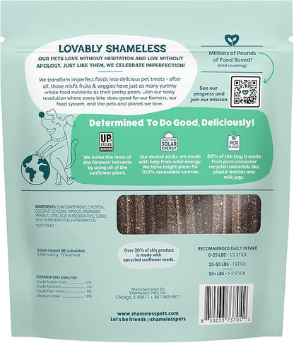 Shameless Pets Triple Mint Dental Chews for Dogs, 32 Chews - Natural Dog Teeth Cleaning Treats with Fresh Breath Benefits | Grain-Free Dental Sticks for Small, Medium & Large Dogs