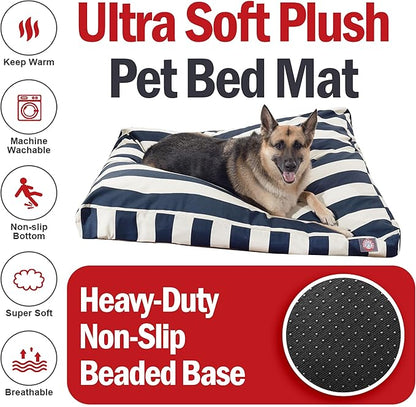 Majestic Pet Stripes Rectangle Large Dog Bed Washable – Non Slip Comfy Pet Bed – Dog Crate Bed with Removable Washable Cover – Dog Kennel Bed for Sleeping, Polyester Fiber, X-Large, Navy Blue