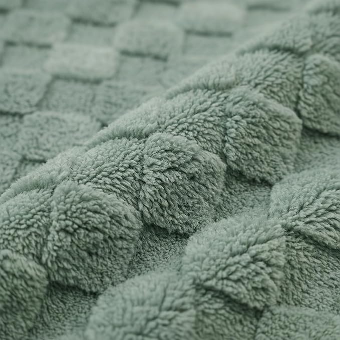 Americanflat 60x80 Jacquard Fleece Throw Blanket - Soft and Breathable Throw Blanket for Couch, Bed, Chair - Fleece Blankets Perfect for Home, Bedroom, or Outdoor Use - Checkered Design in Green