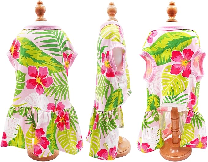 4PCS/Pack Hawaiian Dog Dresses for XXXL Large Dogs Girl Female Pink Yellow Red Blue Skirts Summer Sundress Pineapple Flower Pattern Soft Lightweight for Holiday Party Beach XXXL
