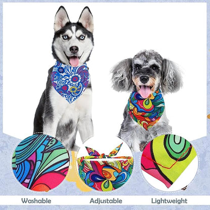 7 PCS Paisley Dog Bandanas for Small Dogs Stitching Edge Dog Bandanas for Print One Side Puppy Doggy Scarves Party Grooming S