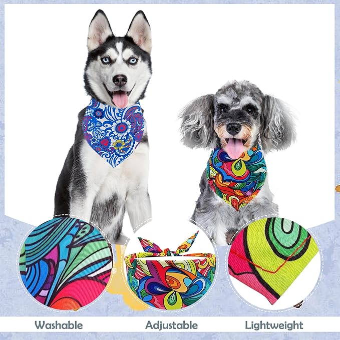 7 PCS Paisley Dog Bandanas for Large Dogs Breed 33 Inch Sewing Hemming Dog Bandana XL Drool Bibs Party Grooming L