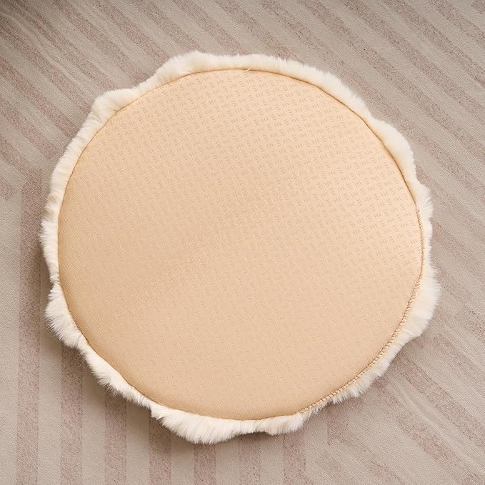 SHENGOCASE Round Faux Rabbit Fur Pet Bed Cushion, 16 inches, Cat Tree Tower Replacement Pad, 4-Pack (Beige)