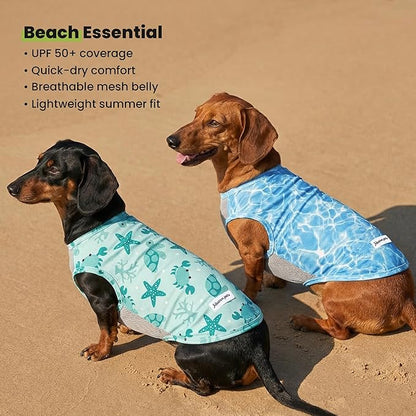 Fitwarm 2 Pack Marine UPF 50+ UV Sun Protection Dog Shirt, Lightweight Cooling Vest, Quick Dry Summer Clothes for Small Dogs Boy Girl, Pet Outfit, Sky Blue, Mint Green, XL