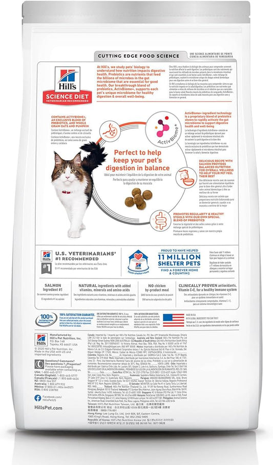 Hill's Science Diet Adult 1-6 Perfect Digestion Dry Cat Food, Salmon, Brown Rice & Whole Oats, 3.5 lb. Bag