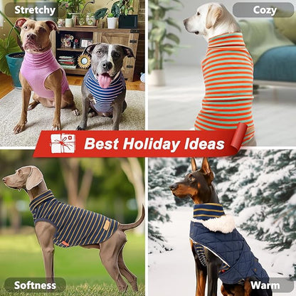 KYEESE 2Pack Dog Sweater Soft Pets Sweatshirt Pullover Large Pet Sweater Warm Dogs Clothes Turtleneck Pets Coats Stretchy Dog Sweaters for Large Dogs