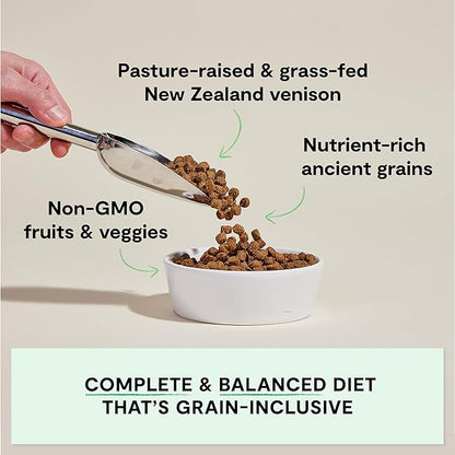Open Farm, Ancient Grains Dry Dog Food, Protein-Rich & Nutrient Dense, 90% Animal Protein Mixed with Non-GMO Fruits, Veggies and Superfoods, New Zealand Venison Recipe, 4lb Bag