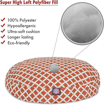 Burnt Orange Bamboo Medium Round Indoor Outdoor Pet Dog Bed With Removable Washable Cover By Majestic Pet Products