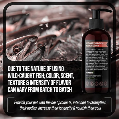 Best Paw Nutrition Wild Alaskan Salmon & Pollock Oil for Cats & Dogs – Omega 3 Fish Oil Liquid Pump with EPA DHA – Skin, Coat & Joint Support – Helps Shedding & Itchy Skin – 8 oz