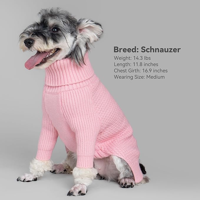 cyeollo Dog Sweater Turtleneck Knitwear Pullover Sweaters for Small Dogs Warm Pet Clothes Soft for Fall Winter,Pink, M