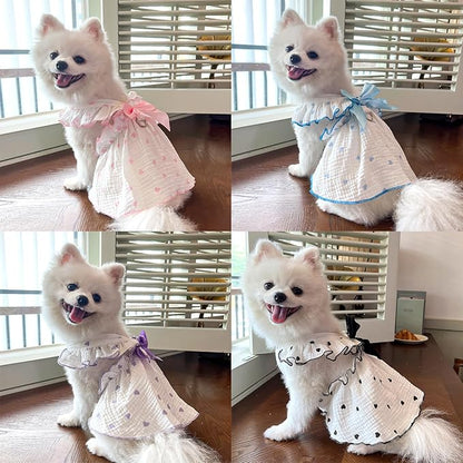 TAPBULL Dog Dresses, Fashionable Pet Dog Clothes with Heart Design, Cute Cat Birthday Dress Outfit (Pink/Red/Blue/Purple/Black 5-Pack), Large