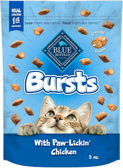 Blue Buffalo Bursts Crunchy & Creamy Cat Treats, Great for Training, Paw-Lickin' Chicken, 5-oz Bag