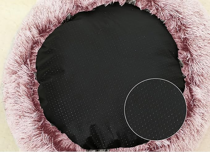 Dog Cave Bed for Small Dogs Cats Pets, Anti Anxiety Calming Plush Dog Beds, Fluffy Covered Hooded Cozy Burrow Puppy Beds, Anti-Slip Bottom Washable Pet Sleeping Bag (20" D, Pink)