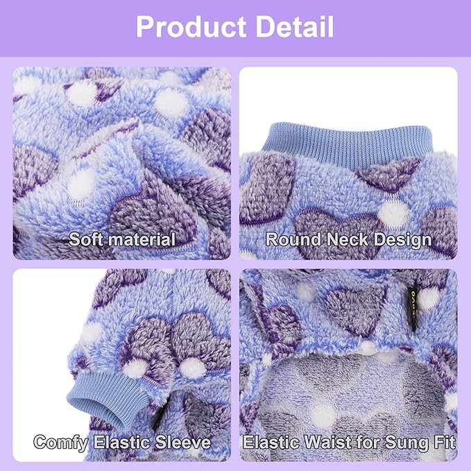 YIKEYO Small Dog Sweater,Dog Pajamas for Small Dogs,Cotton Stretchable Pet Pajamass Jammies Sweater for Dogs Female Male, Winter Clothes Doggy Puppy Girl(Purple, XXXS)