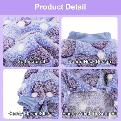 YIKEYO Small Dog Sweater,Dog Pajamas for Small Dogs,Cotton Stretchable Pet Pajamass Jammies Sweater for Dogs Female Male, Winter Clothes Doggy Puppy Girl(Purple, XXS)