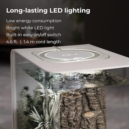 biOrb Flow 15 Acrylic 4-Gallon Aquarium with White LED Lights Modern Compact Tank for Tabletop or Desktop Display, White