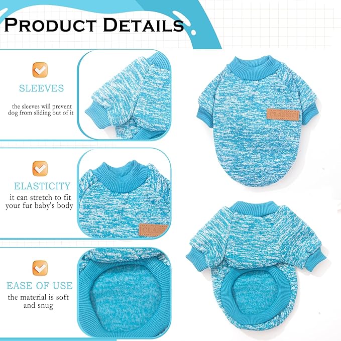 2 Pieces Dog Sweaters for Small Dogs Clothes Male Winter Fleece Puppy Sweater Warm Thick Outfit Pet Small Dog Sweater for Boy Girl Yorkie Chihuahua,XS