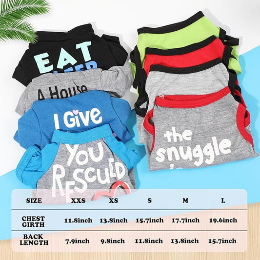 4 Pieces Dog Clothes for Small Dogs Boy Chihuahua Clothes Summer Pet Shirt Cute Puppy Shirts Outfits Dog T-Shirt (Small)