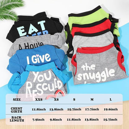 4 Pieces Chihuahua Clothes Dog Clothes for Small Dogs Boy Yorkie Teacup Cloth Spring Summer Pet Shirt Cute Puppy Shirts Outfits Dog T-Shirt (XX-Small)