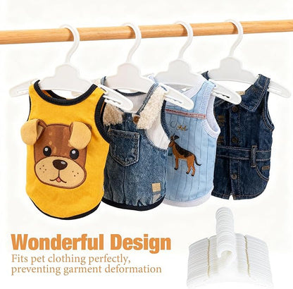 54 Pcs Dog Clothes Hangers 7 Inch White Plastic Pet Clothes Hanger with Anti-Slip, Pet Clothes Hangers Suitable for Dog, Cat Clothes, Small Pet Clothes, Pet Wardrobe Organization Hangers