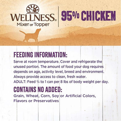 Wellness 95% Chicken Natural Wet Grain Free Canned Dog Food, 13.2-Ounce Can (Pack of 12)