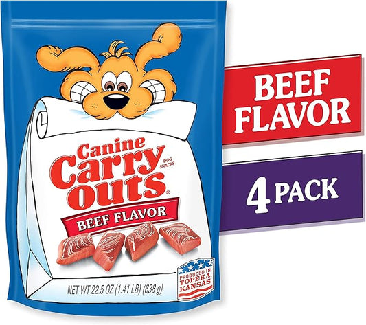 Canine Carry Outs Dog Treats, Beef Flavor, 22.5 Ounce (Pack of 4)