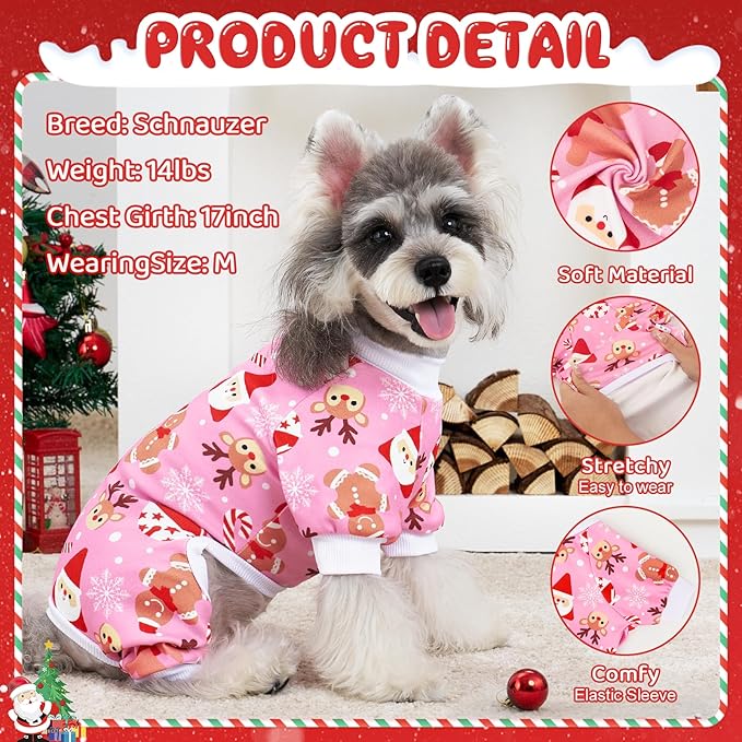 XPUDAC 4 Pack Christmas Dog Pajamas Comfy Dog Clothes for Medium Large Dogs Girl Boy Holiday Pet Outfit Puppy Onesie Cat Pjs Jammies, 5XL